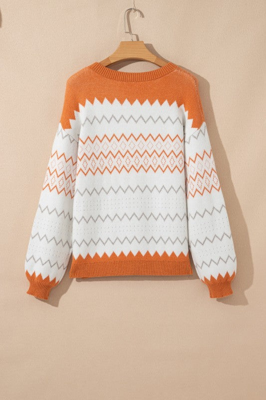 Geometric Zigzag Stripe Crewneck Pullover Sweater Shop Style & More | Fresh Looks, Everyday Deals & Free Shipping