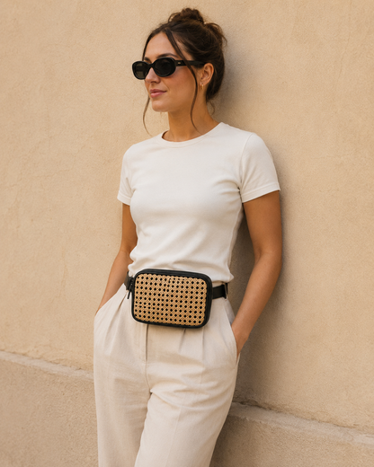 Vera Leather and Cane Belt Bag Village Thrive