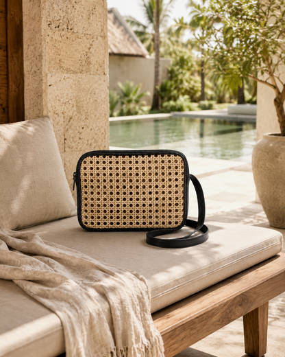 Vera Leather and Cane Belt Bag Village Thrive