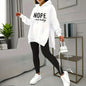 Casual 2-Piece Set Solid Color Leggings & Letter Print Hooded Sweatshirt FitiqueFit