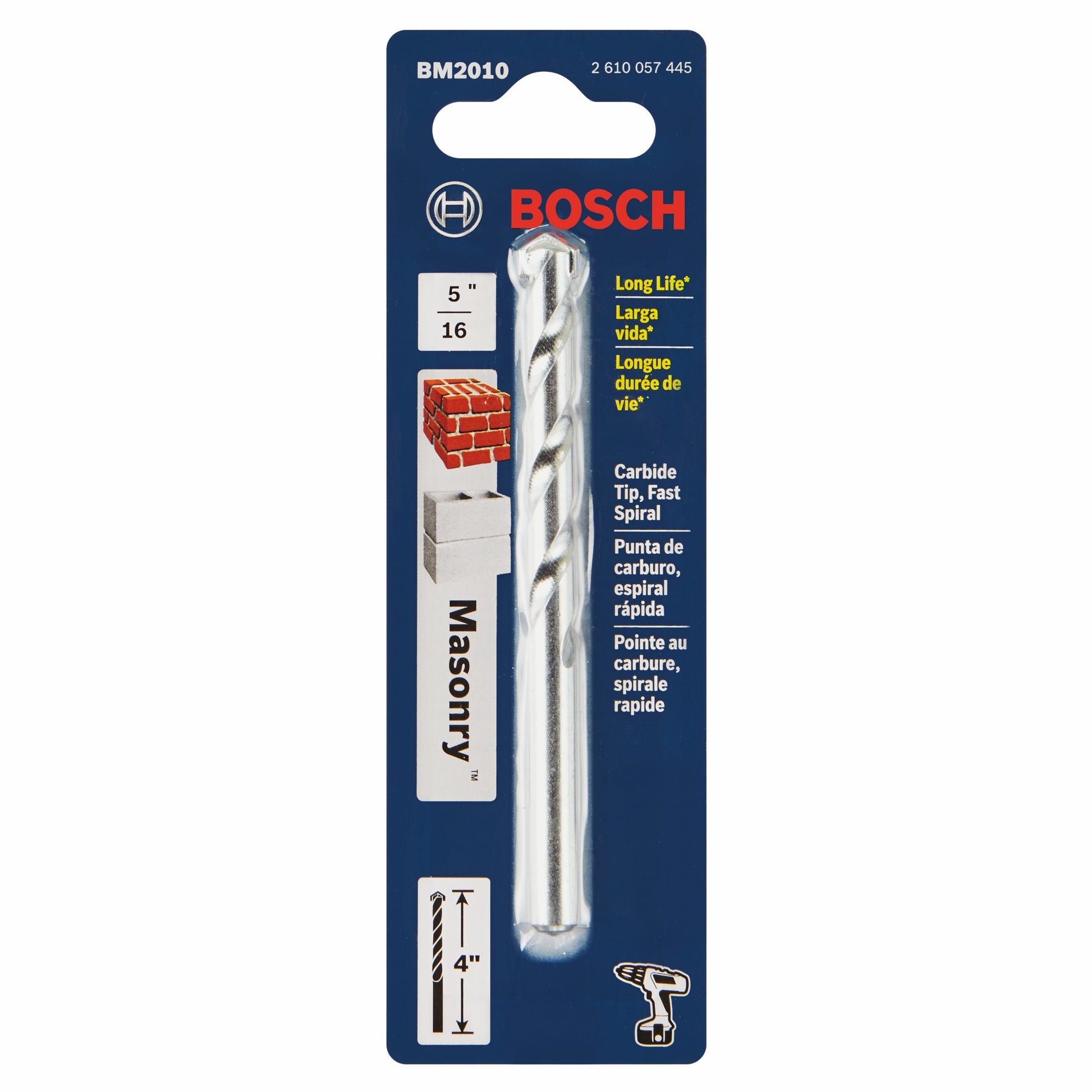 BOSCH BM2010 1/4 In. X 2 In. X 4 In. Fast Spiral Rotary Masonry Drill Bit VM Hardware