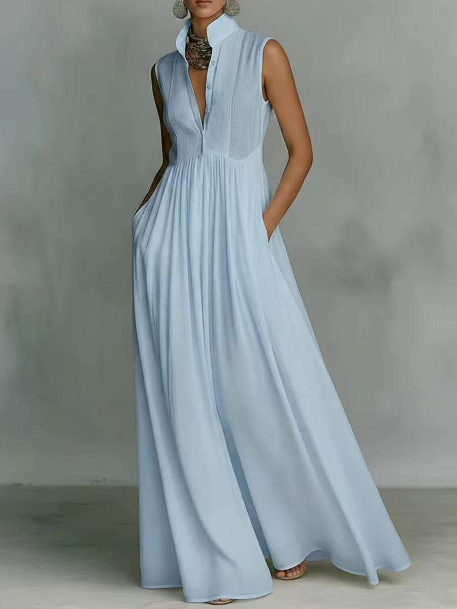 Women's French-Style High-Waist Midi Dress with Ribbon Tie FitiqueFit