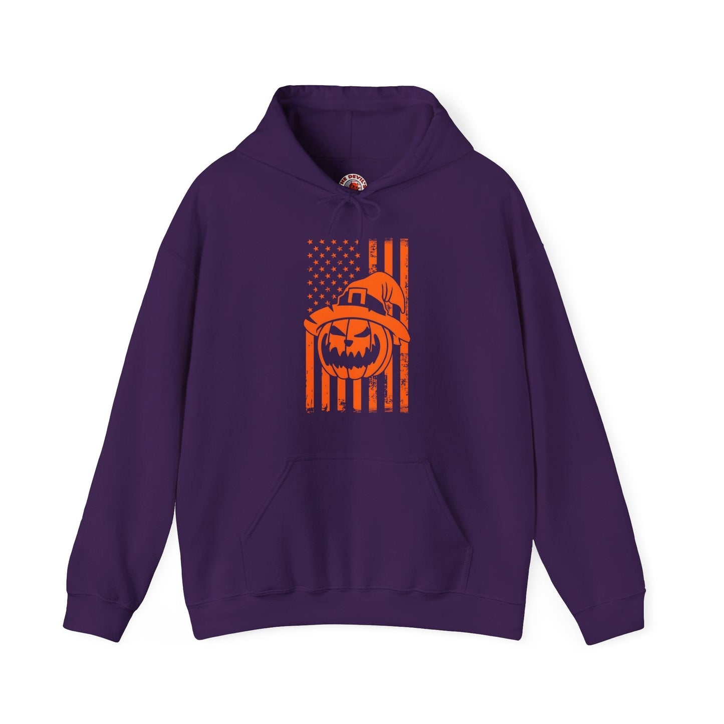 Pumpkin American Flag Hooded Sweatshirt The Devil's Pickle