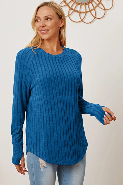 Basic Bae Full Size Ribbed Thumbhole Sleeve T-Shirt New Era Fashion LLc