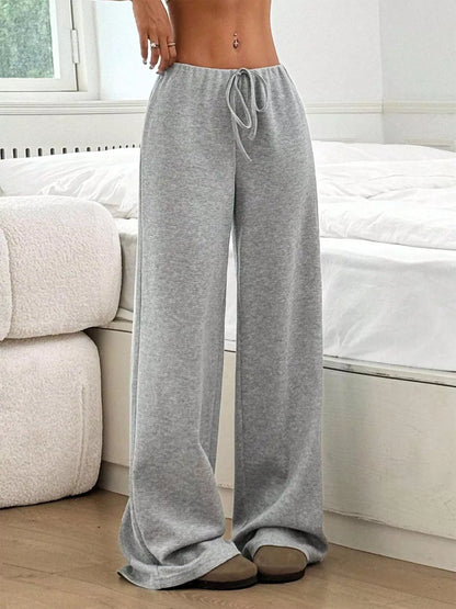 Striped Ribbed Knit Drawstring Waist Wide Leg Pants New Era Fashion LLc