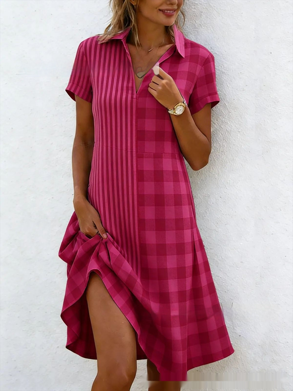 Women's Bohemian 3D Printed V-Neck Short-Sleeve Maxi Dress FitiqueFit