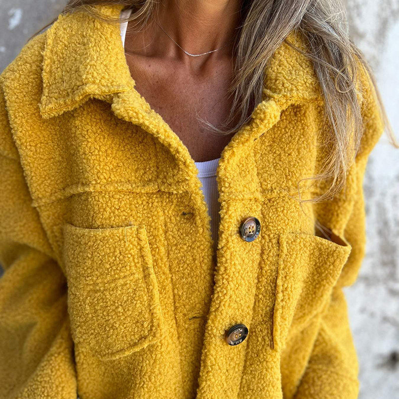 Plus Size Women’s Solid Color Sherpa Jacket FitiqueFit