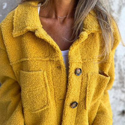 Plus Size Women’s Solid Color Sherpa Jacket FitiqueFit