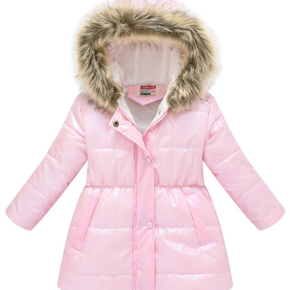 New Winter Collection for Older Kids: Unisex Mid-Length Glossy Thickened Hooded Jacket NovaCart