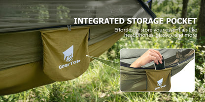 [3-in-1 Hammock] GEERTOP 3-in-1 Outdoor Hammock | Double Sleep Rest Camping Hammock with Mosquito Net Sun Shelter for Backpacking Travel Garden Park NovaCart