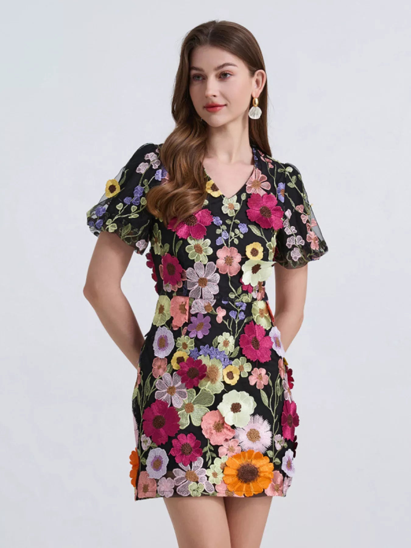 Floral Puff Sleeve Mini Dress New Era Fashion LLc