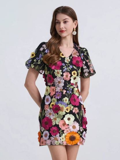 Floral Puff Sleeve Mini Dress New Era Fashion LLc
