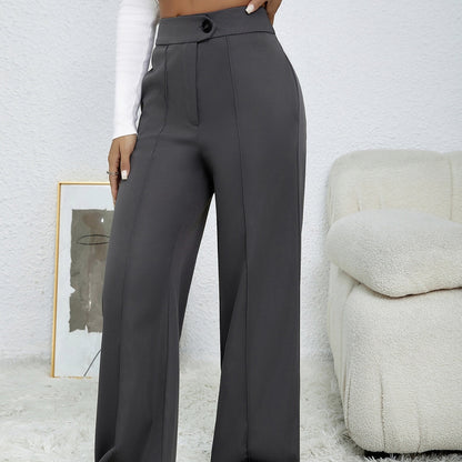 Ladies' Solid Color Loose Wide Leg Straight Leg Pants FitiqueFit