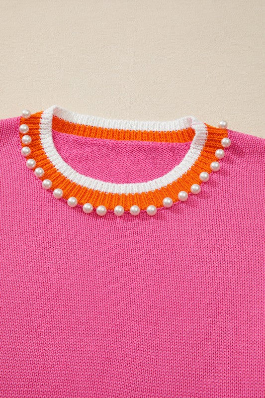 Pearl Contrast Trim Crewneck Drop Shoulder Sweater Shop Style & More | Fresh Looks, Everyday Deals & Free Shipping