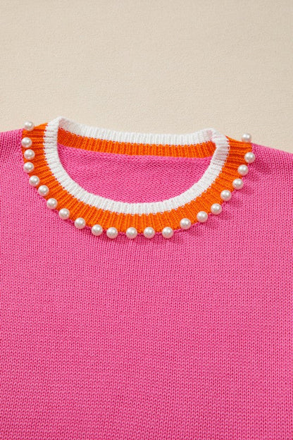 Pearl Contrast Trim Crewneck Drop Shoulder Sweater Shop Style & More | Fresh Looks, Everyday Deals & Free Shipping