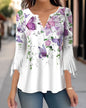 🌸 Asymmetrical Spike Button 3/4 Sleeve T-Shirt – Effortless Chic FitiqueFit