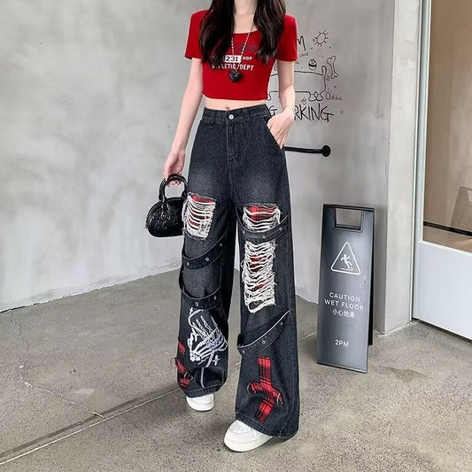 Womens Vintage Washed Distressed Ripped Jeans See size chart under “more details” The Fashion Celestial