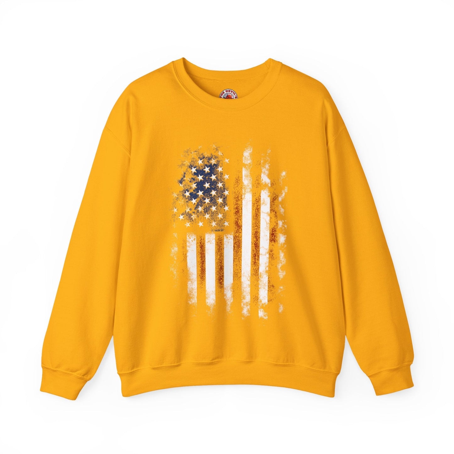 Distressed American Flag Crewneck Sweatshirt The Devil's Pickle
