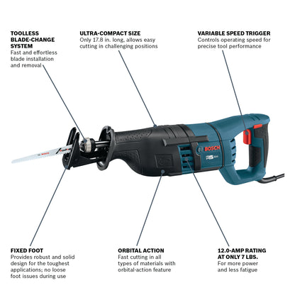 BOSCH RS325 1 In. D-Handle Reciprocating Saw VM Hardware
