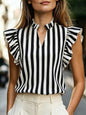 Women's Retro Ruffle-Trim Printed Sleeveless Top FitiqueFit