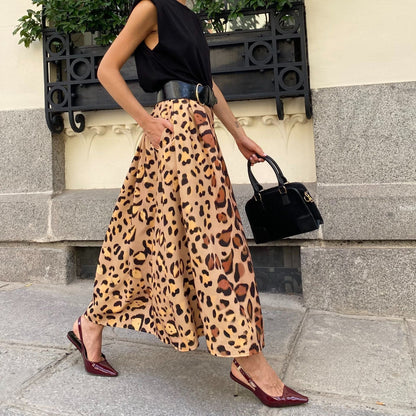 Women's All-match Leopard Print Elegant Big Hem Skirt Grayceful LLC