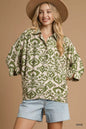 Umgee Abstract Print Button-Up Oversized Shirt FitiqueFit