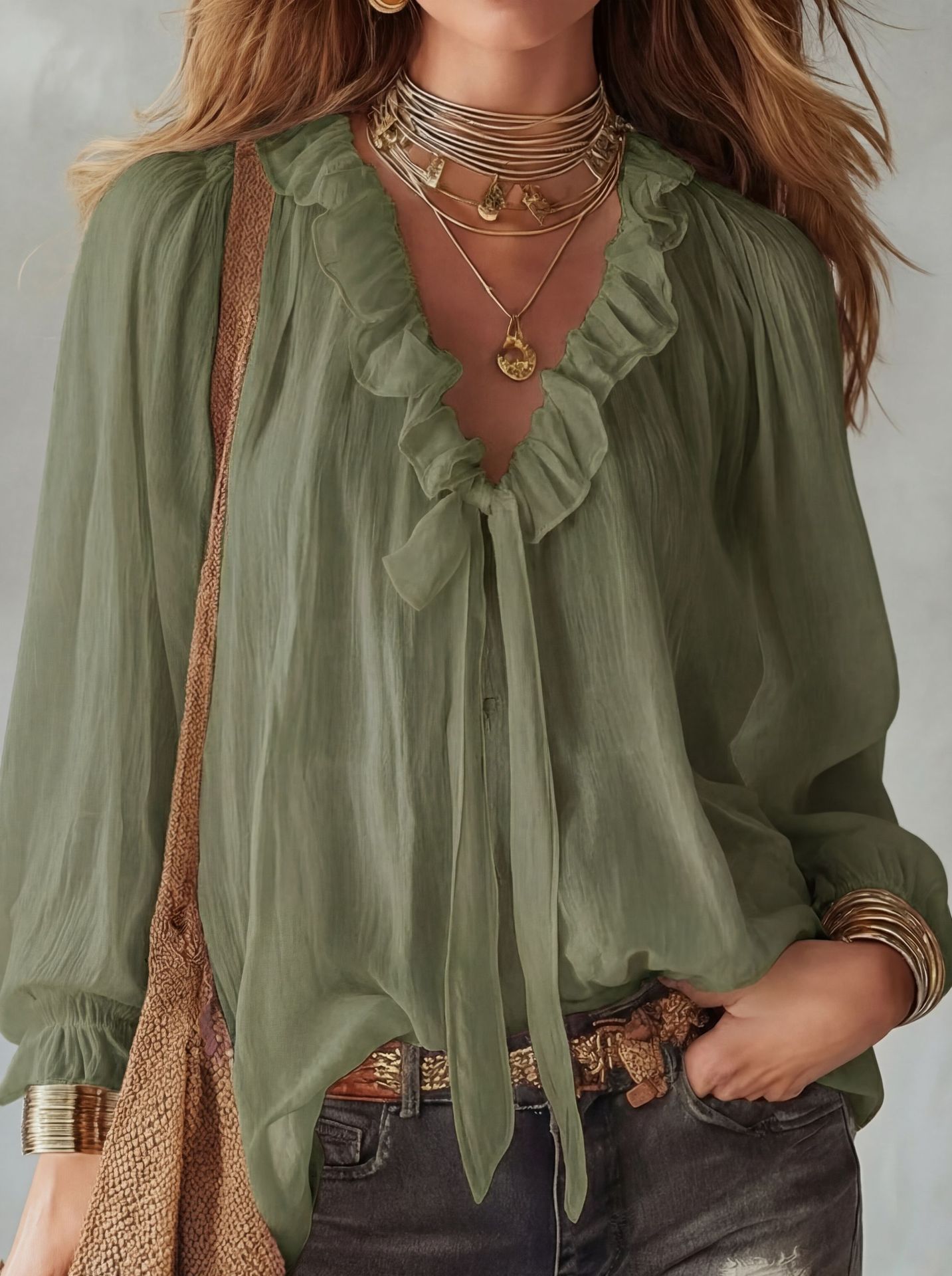 V-Neck Loose-Fit Shirt Top – No-Iron, 8 Colors FitiqueFit