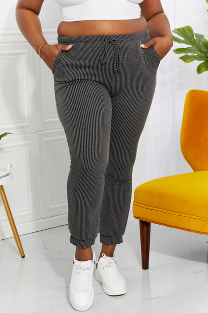 Blumin Apparel Full Size Easy Living Ribbed Joggers New Era Fashion LLc
