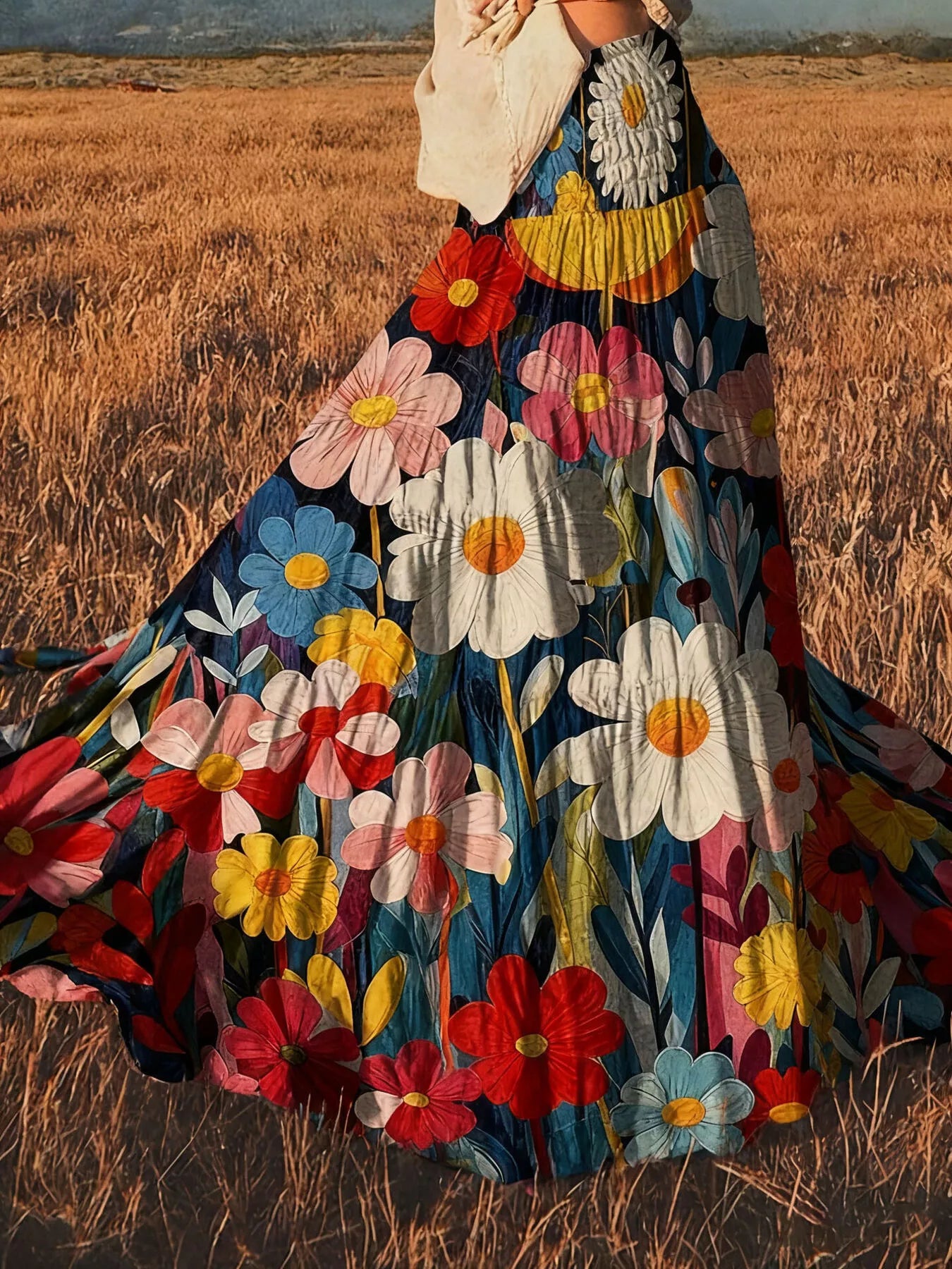 Floral Print Flowy Maxi Skirt See size chart under “more details” The Fashion Celestial