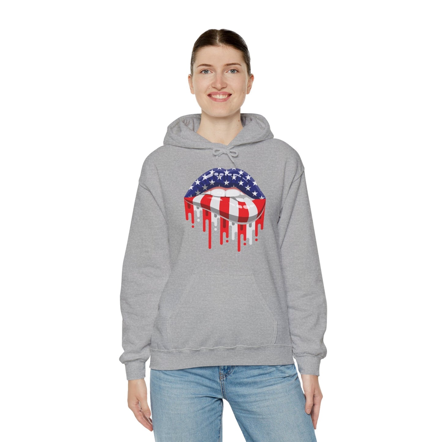 American Flag Lips Hooded Sweatshirt The Devil's Pickle