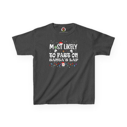 Most Likely To Fart On Santa's Lap Kids Tee The Devil's Pickle