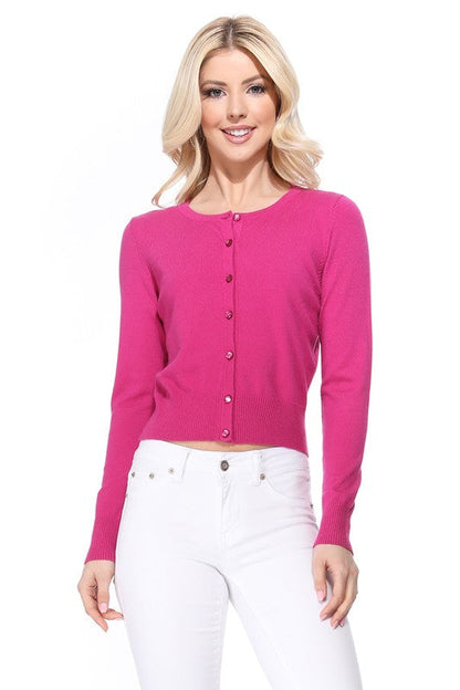 Gem Button Crew Neck Long Sleeve Sweater Cardigan Shop Style & More | Fresh Looks, Everyday Deals & Free Shipping