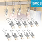 10pcs Stainless Steel Clothespins Laundry Clothes Pegs With Hook Portable Hanging Clothes Clip Wardrobe Clothes Organizer Hanger