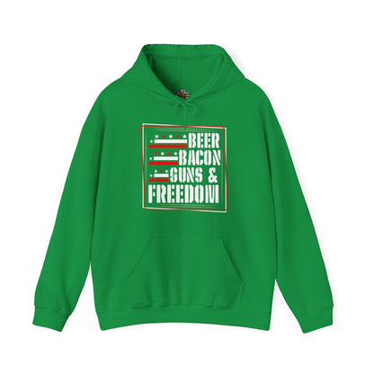 Beer Bacon Guns and Freedom Hooded Sweatshirt The Devil's Pickle
