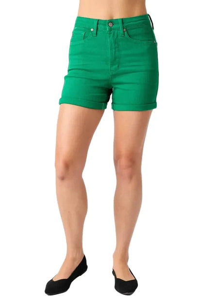 Judy Blue Full Size Tummy Control Garment Dyed Denim Shorts West2East Surf
