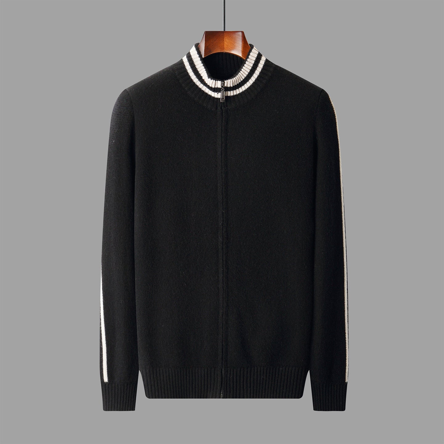 Men's Half-high Collar Knitted Slim-fitting All-matching Striped Sweater Grayceful LLC