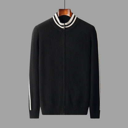 Men's Half-high Collar Knitted Slim-fitting All-matching Striped Sweater Grayceful LLC