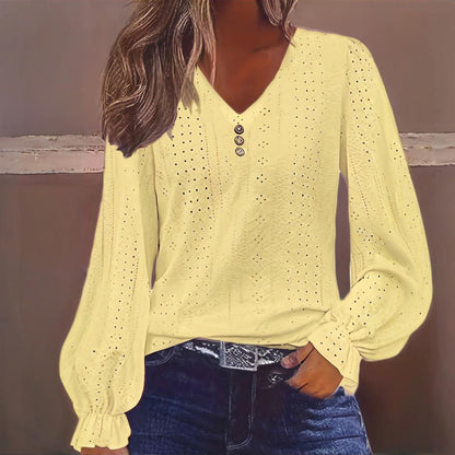 Plus Size Women's V-Neck Solid Top FitiqueFit