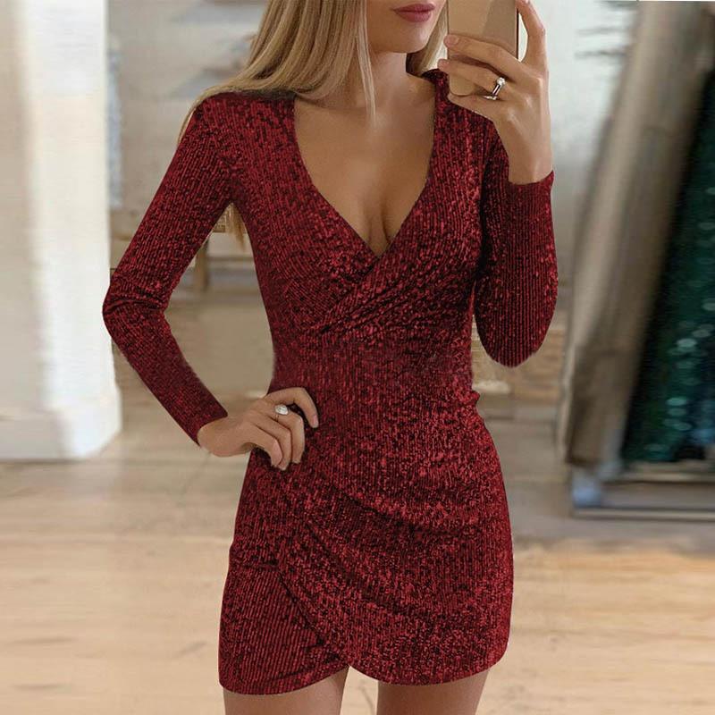 "Elegant V-Neck Sequin Mini Dress – Sexy Tight Fit Party Dress, Glamour for Women" Country in My Heart