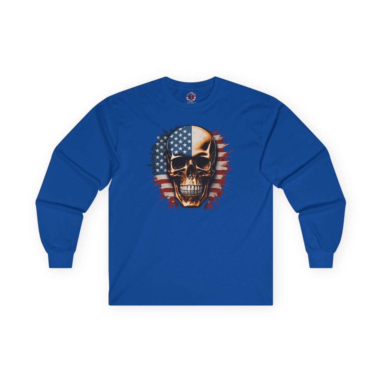 American Flag Skull Long Sleeve Tee The Devil's Pickle