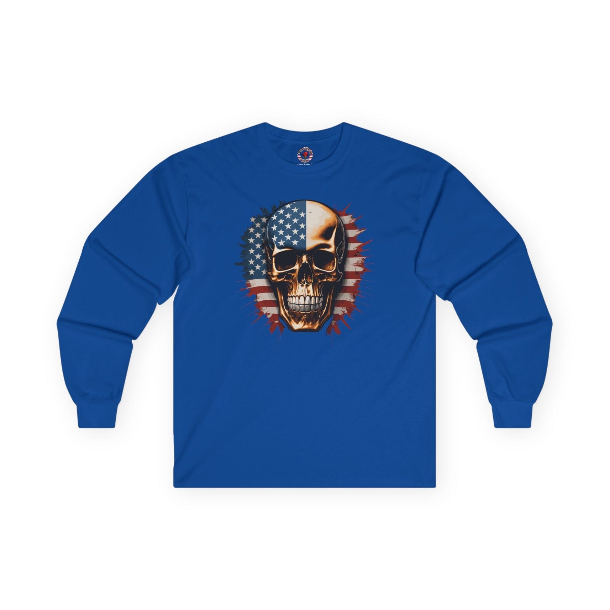 American Flag Skull Long Sleeve Tee The Devil's Pickle