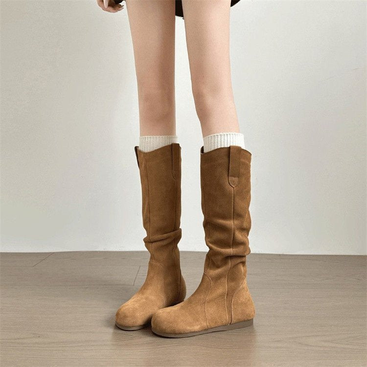 🖤 Creeper Knight Flat Heel Cowboy Boots for Women FitiqueFit