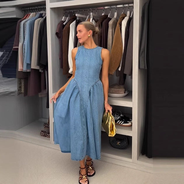 SpringSummer New Sleeveless Backless Lace Up Denim Skirt For Women Grayceful LLC