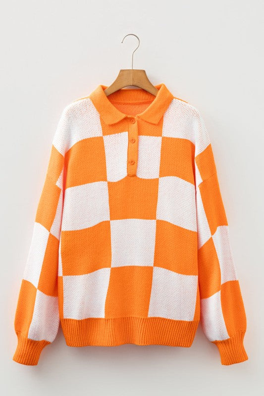 Checker Collared Long Sleeve Sweater Shop Style & More | Fresh Looks, Everyday Deals & Free Shipping