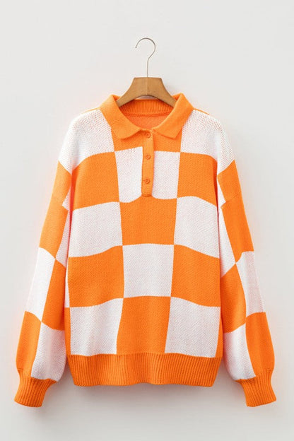 Checker Collared Long Sleeve Sweater Shop Style & More | Fresh Looks, Everyday Deals & Free Shipping