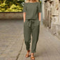 Wide-Leg Pants Two-Piece Set – Solid Color Casual Lounge Suit FitiqueFit