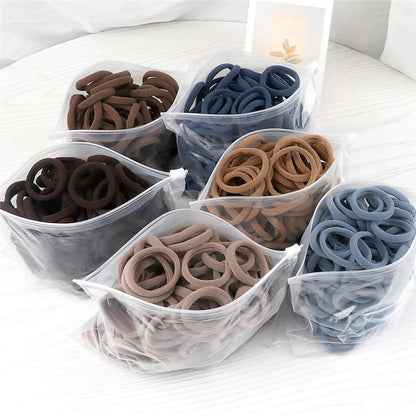 50pcs/Set Women   Basic Hair Bands 1.57inch Simple Solid Colors Elastic Headband Hair Ropes Ties Hair Accessories Ponytail Holder NovaCart