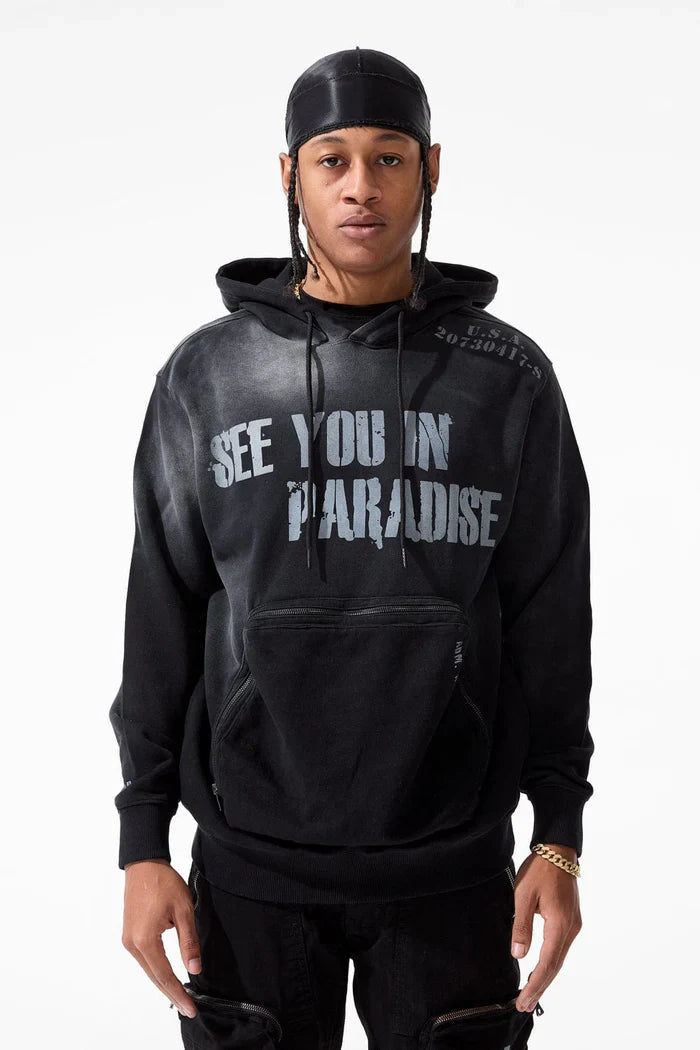 Jordan Craig Paradise Field Tech Cargo Hoodie - Black Denim Exchange