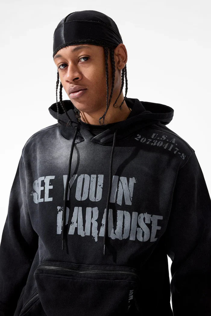 Jordan Craig Paradise Field Tech Cargo Hoodie - Black Denim Exchange