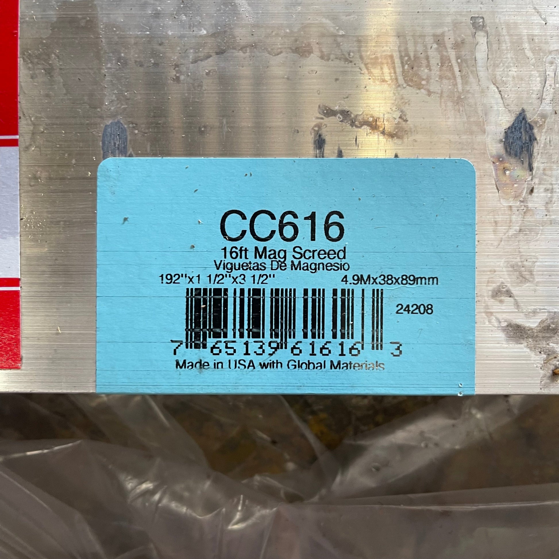 KRAFT TOOL CO. Magnesium Screed 192”x1 1/2”x3 1/2” CC616 PayWut